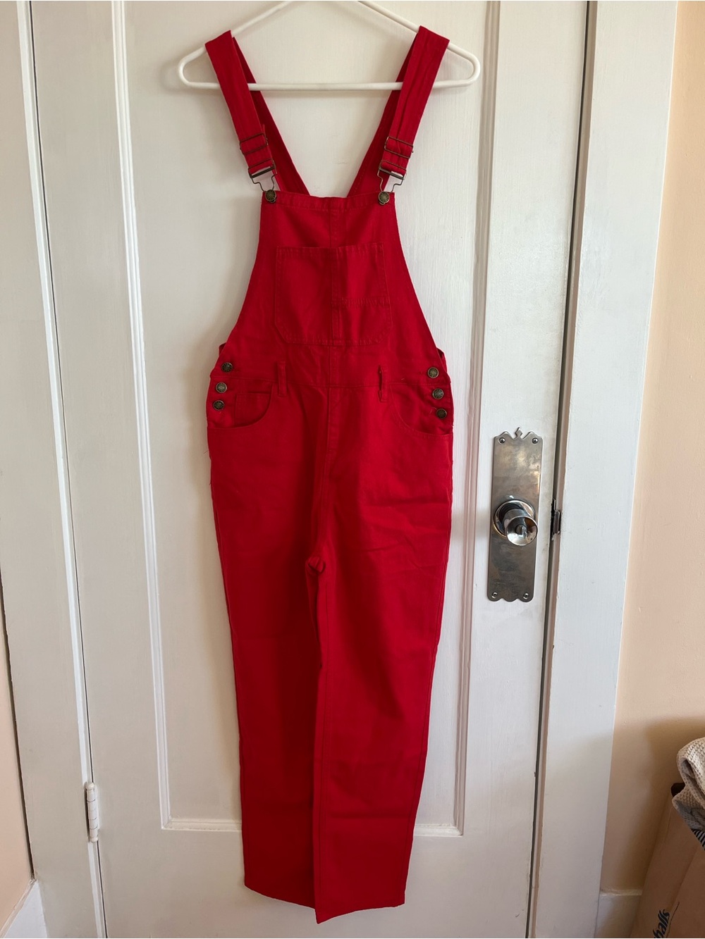 Bright Red Women's Cotton Overalls